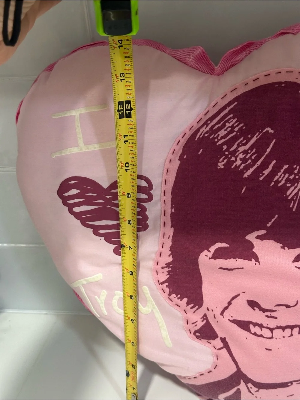 Pink Heart Pillow with Portrait and 